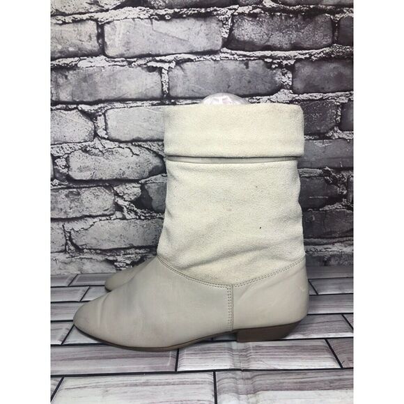 tarantino’s Ivory Suede Leather Ankle Heel Boots Women Sz 7M US/38EU - Picture 14 of 16